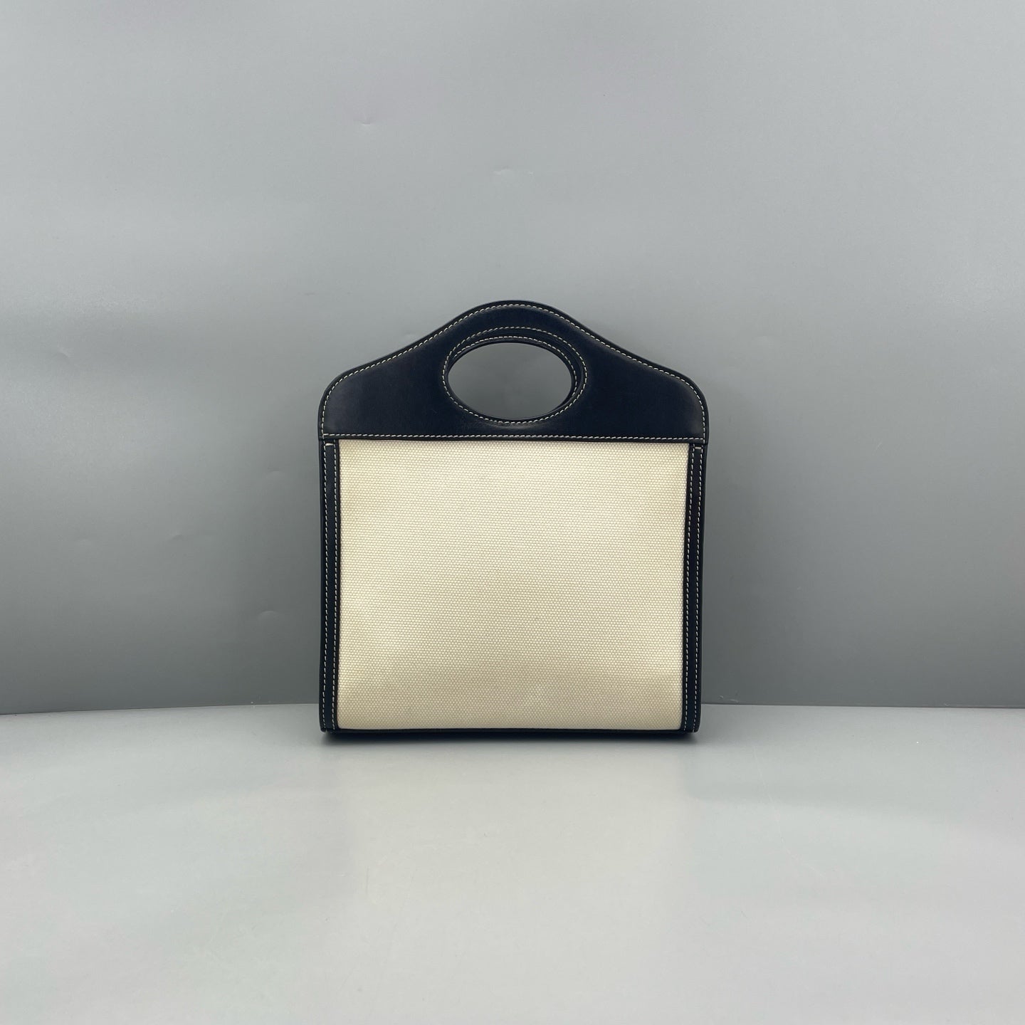 Burberry - Pocket Bag - Canvas and Leather - Black and Beige - (Medium)