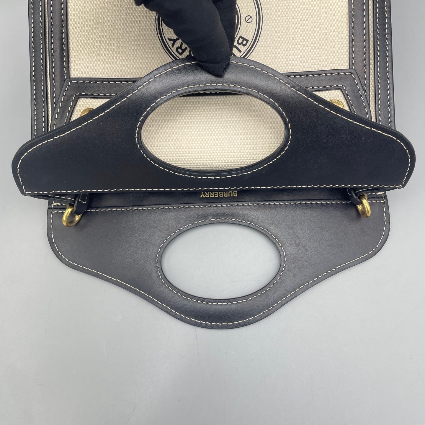 Burberry - Pocket Bag - Canvas and Leather - Black and Beige - (Medium)