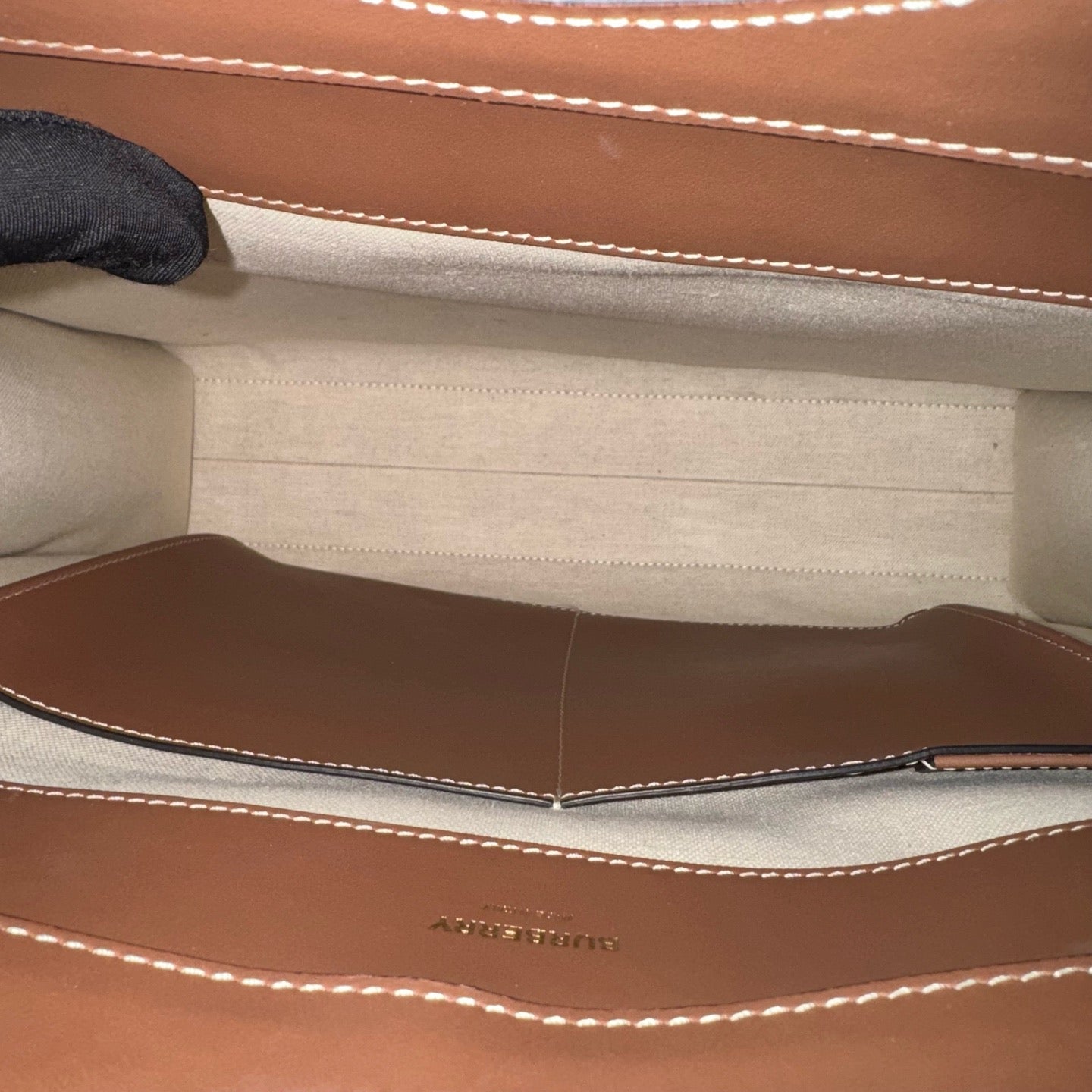 Burberry - Pocket Bag - Canvas with leather trim - Beige with Brown trim - (Large)