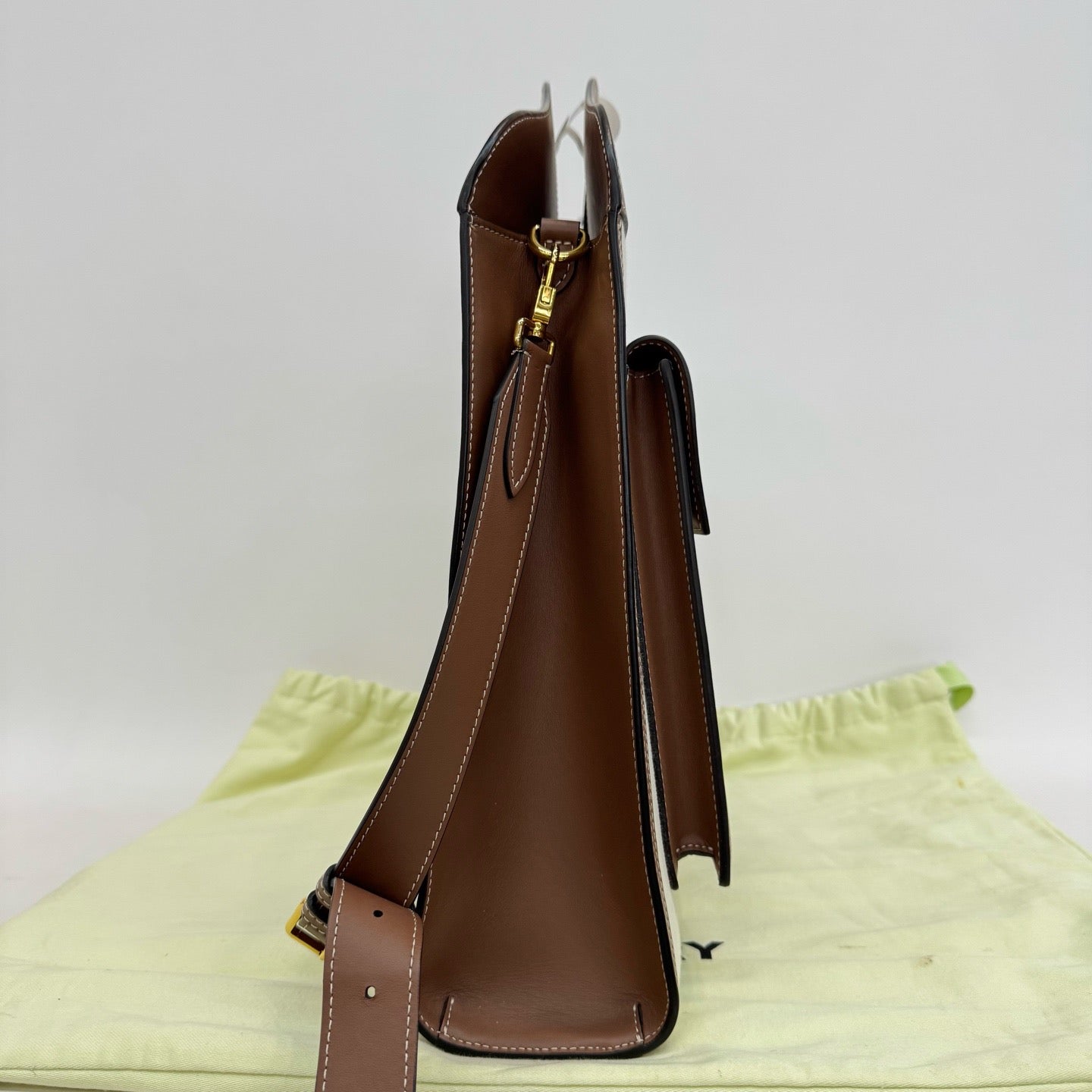 Burberry - Pocket Bag - Canvas with leather trim - Beige with Brown trim - (Large)