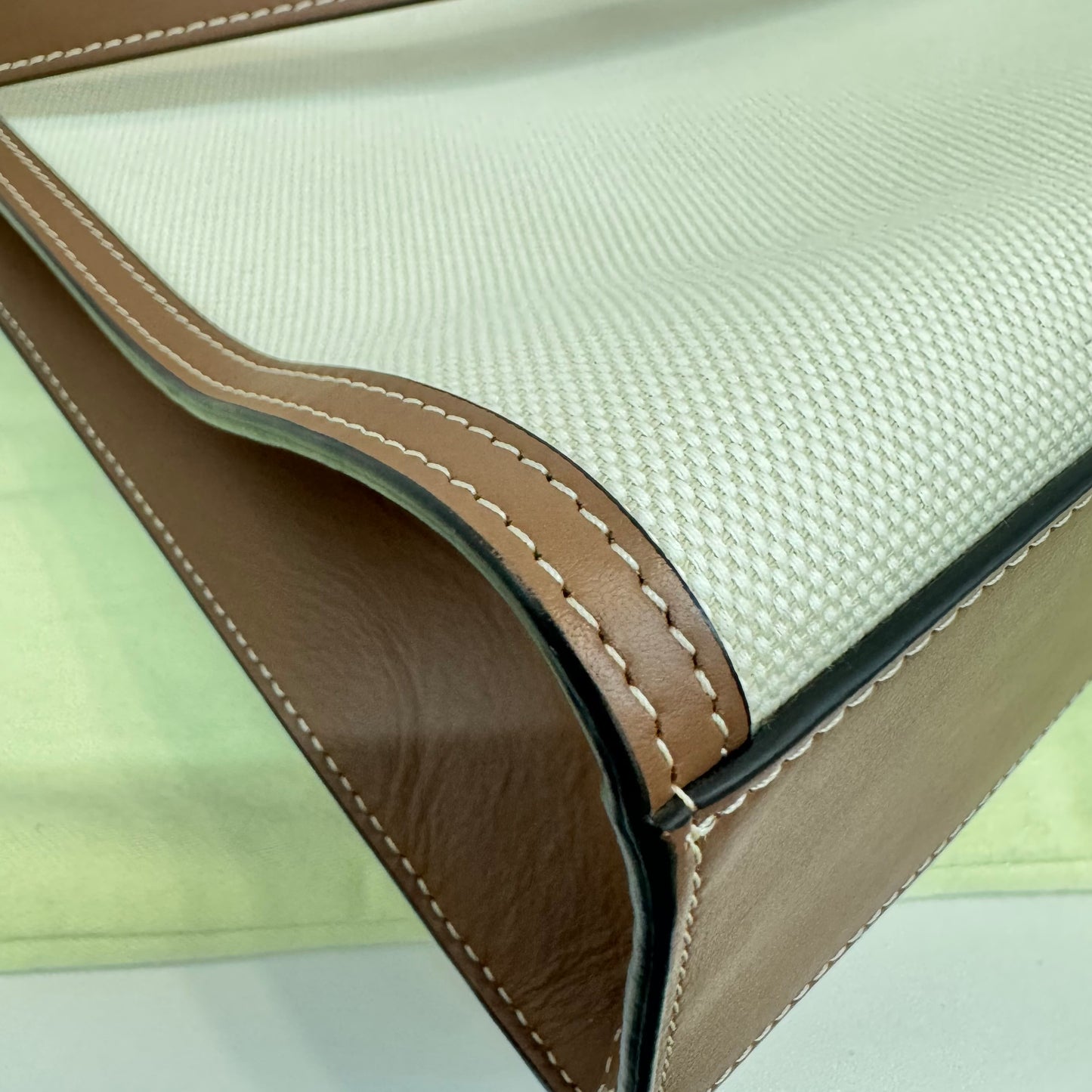 Burberry - Pocket Bag - Canvas with leather trim - Beige with Brown trim - (Large)