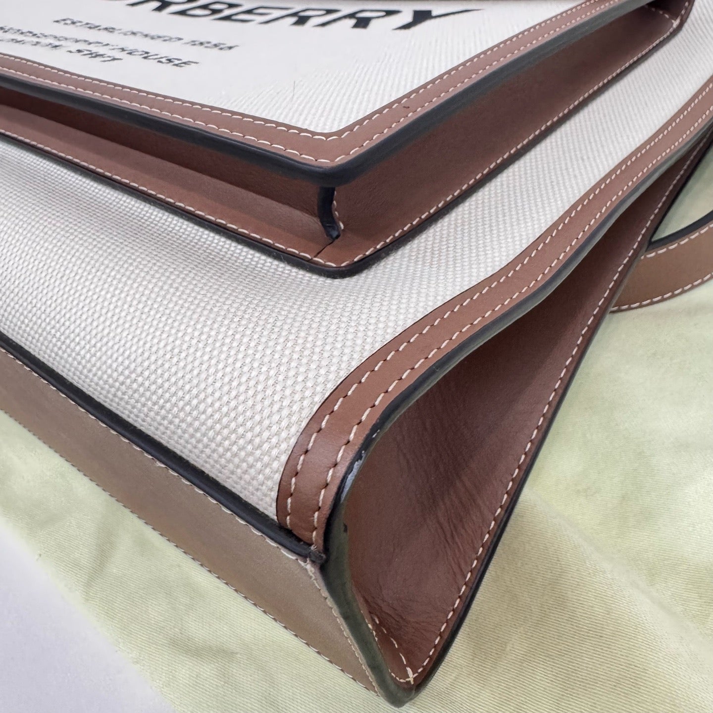 Burberry - Pocket Bag - Canvas with leather trim - Beige with Brown trim - (Large)