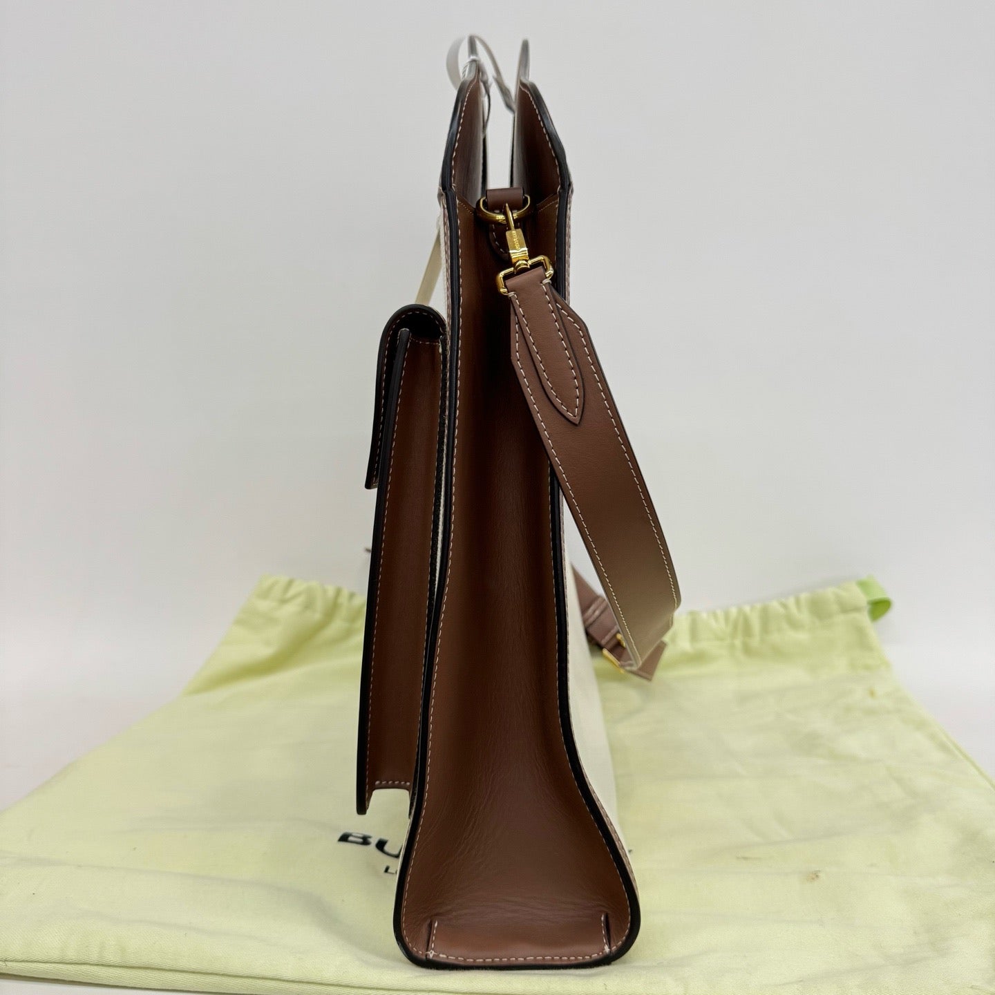 Burberry - Pocket Bag - Canvas with leather trim - Beige with Brown trim - (Large)