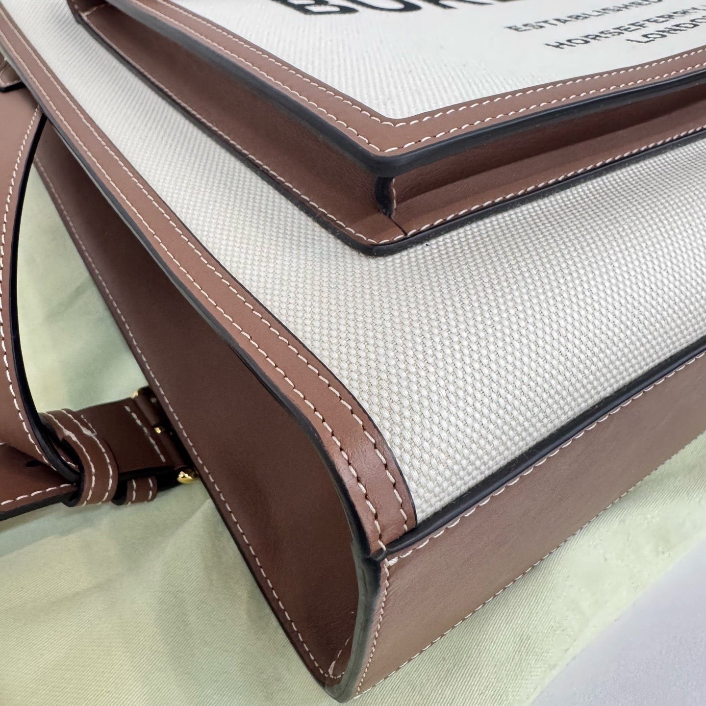 Burberry - Pocket Bag - Canvas with leather trim - Beige with Brown trim - (Large)