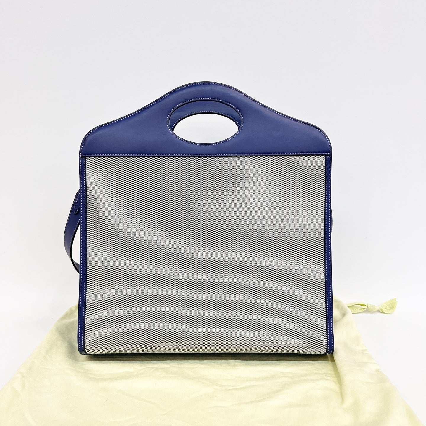 Burberry - Pocket Bag - Cowhide leather and canvas - Blue and Grey - (medium)