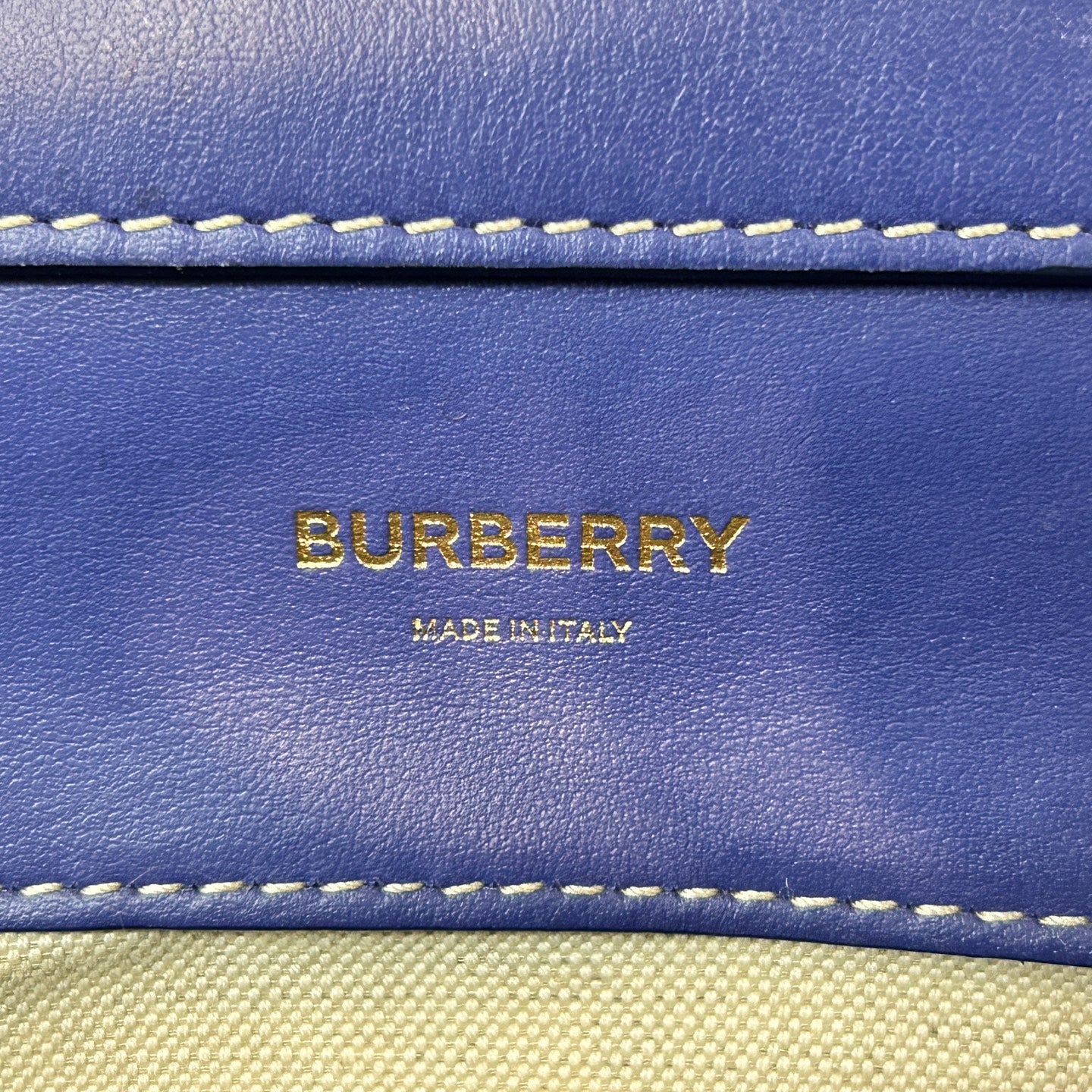Burberry - Pocket Bag - Cowhide leather and canvas - Blue and Grey - (medium)