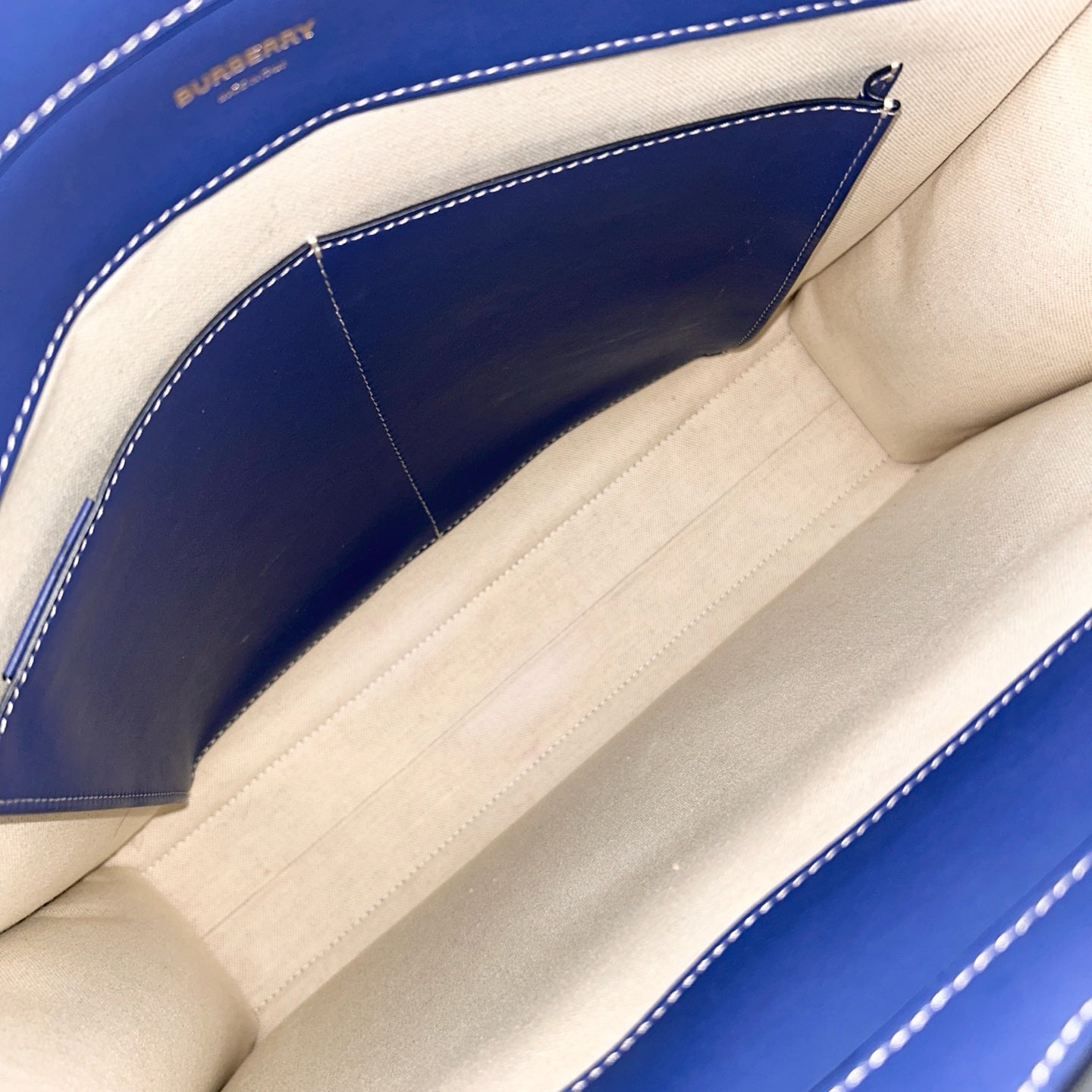 Burberry - Pocket Bag - Cowhide leather and canvas - Blue and Grey - (medium)