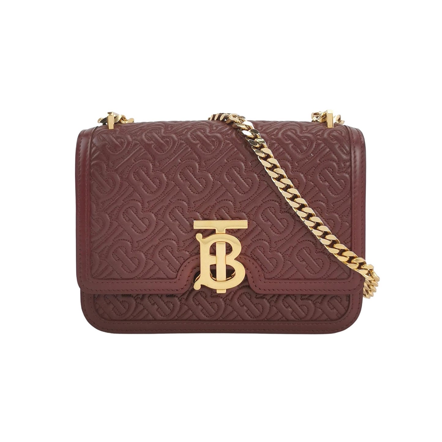 Burberry - Quilted TB Bag - Lambskin leather - Burgundy - (Small)