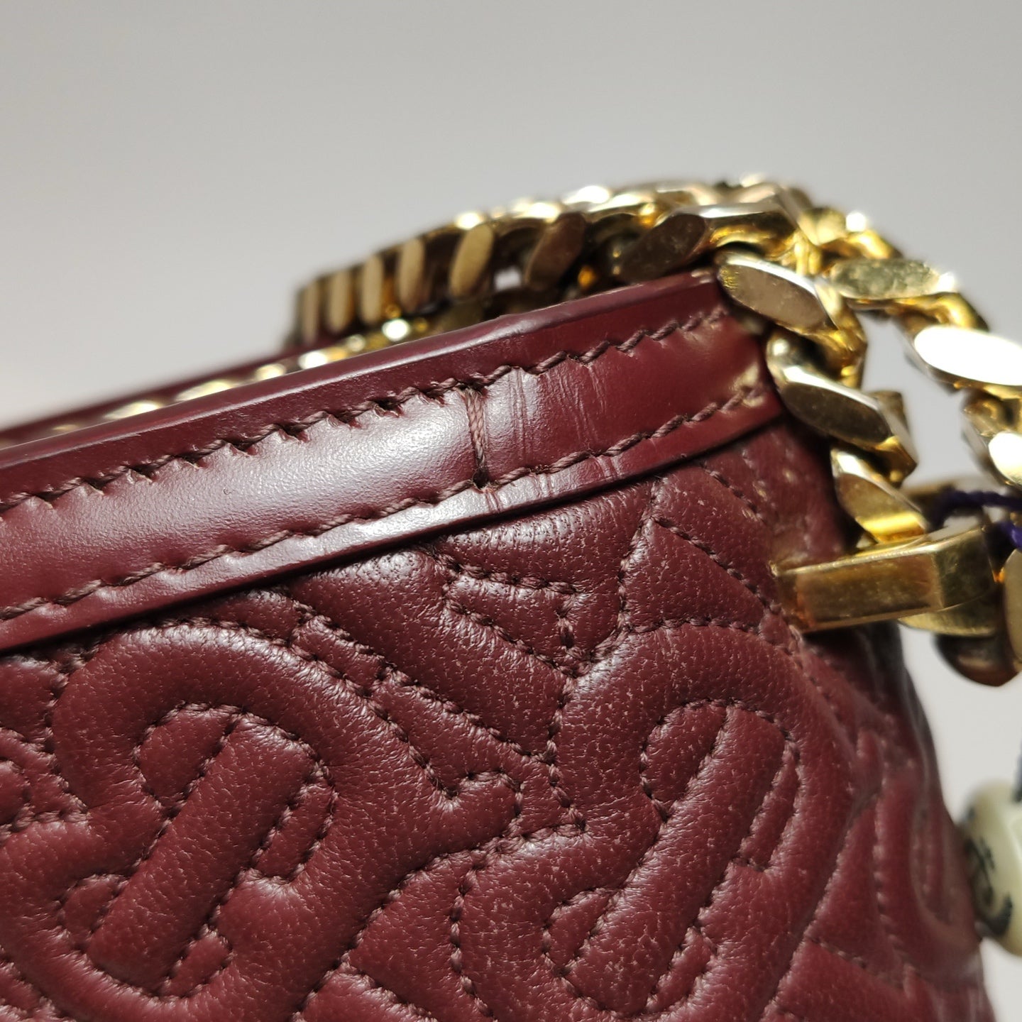 Burberry - Quilted TB Bag - Lambskin leather - Burgundy - (Small)
