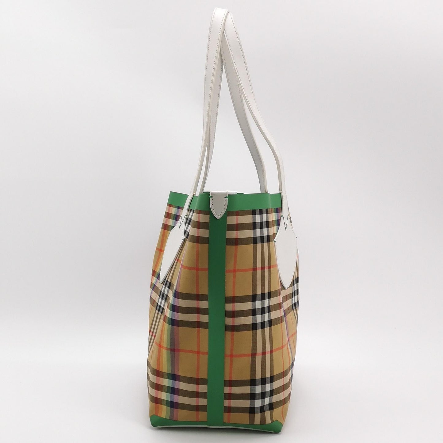 Burberry - Rainbow Vintage Check Tote - Cotton canvas with leather trim and synthetic details - Beige - (Medium)