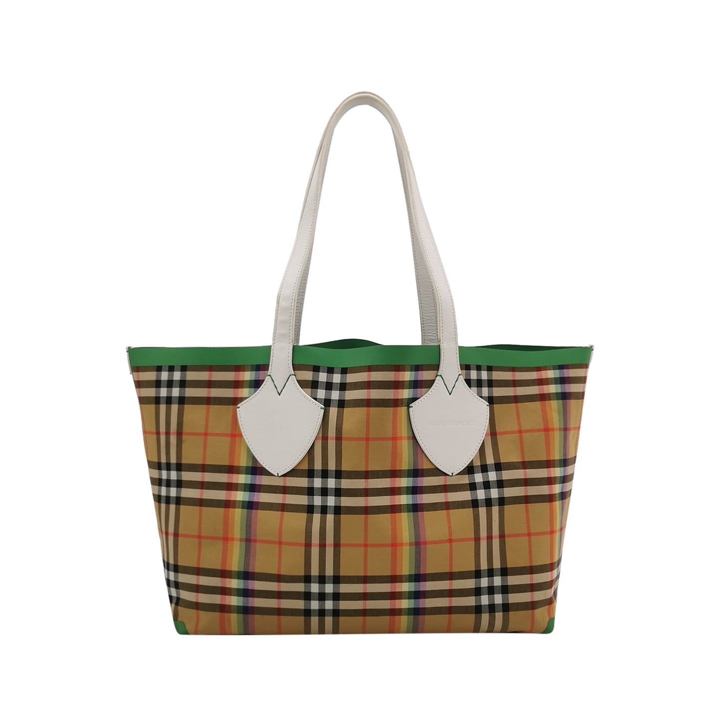 Burberry - Rainbow Vintage Check Tote - Cotton canvas with leather trim and synthetic details - Beige - (Medium)