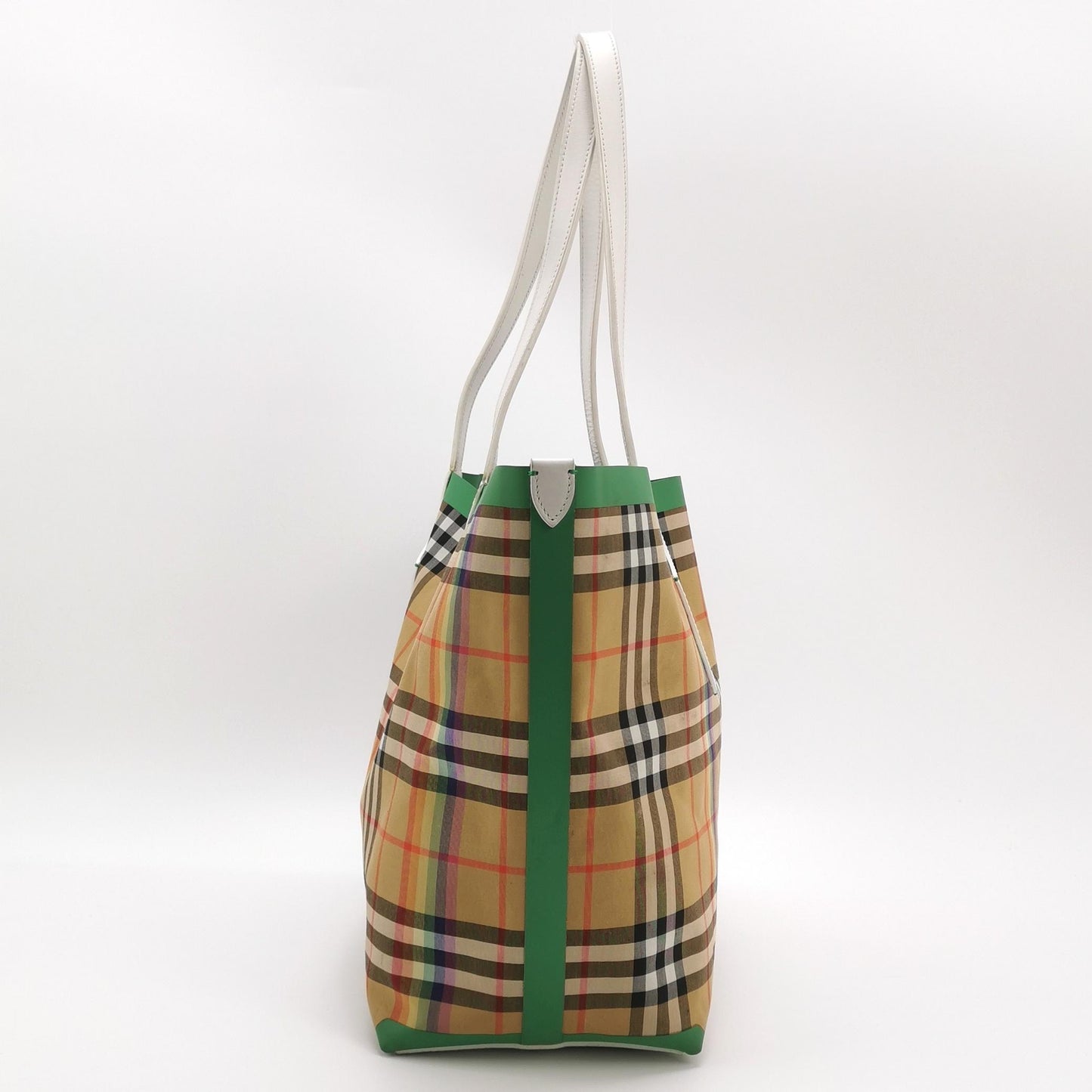 Burberry - Rainbow Vintage Check Tote - Cotton canvas with leather trim and synthetic details - Beige - (Medium)