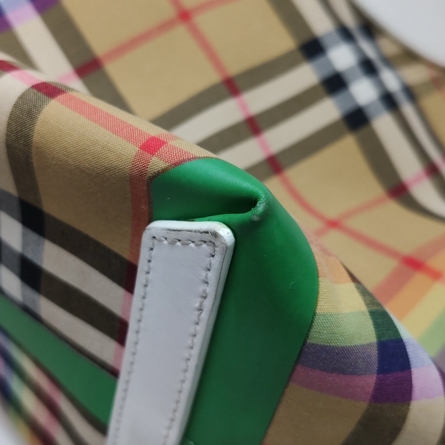 Burberry - Rainbow Vintage Check Tote - Cotton canvas with leather trim and synthetic details - Beige - (Medium)