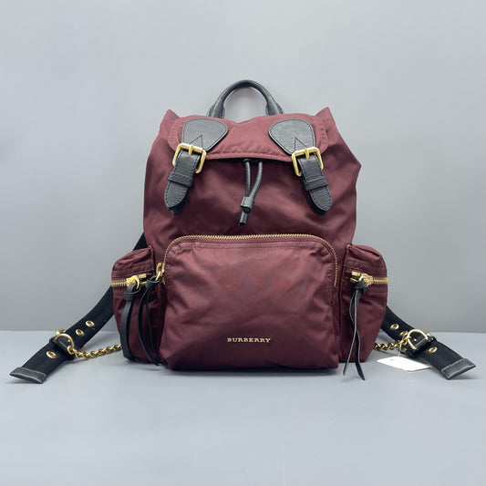Burberry - Rucksack - Nylon with leather trim - Burgundy - (medium)