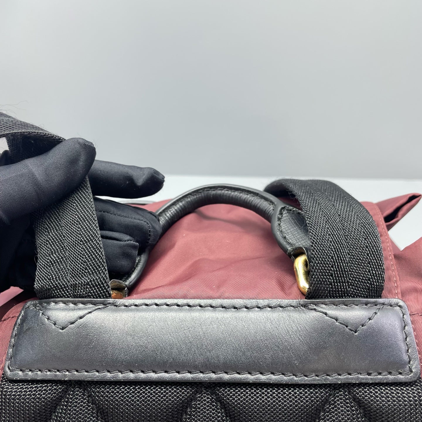 Burberry - Rucksack - Nylon with leather trim - Burgundy - (medium)