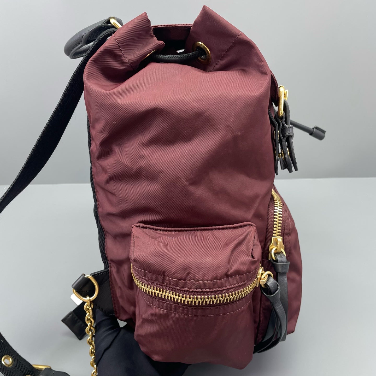 Burberry - Rucksack - Nylon with leather trim - Burgundy - (medium)