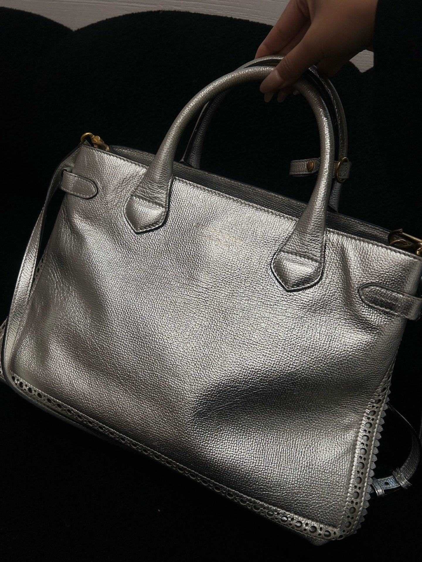 Burberry - Tassel Detail Tote Bag 4068349 - Pebbled leather - Silver - (medium)