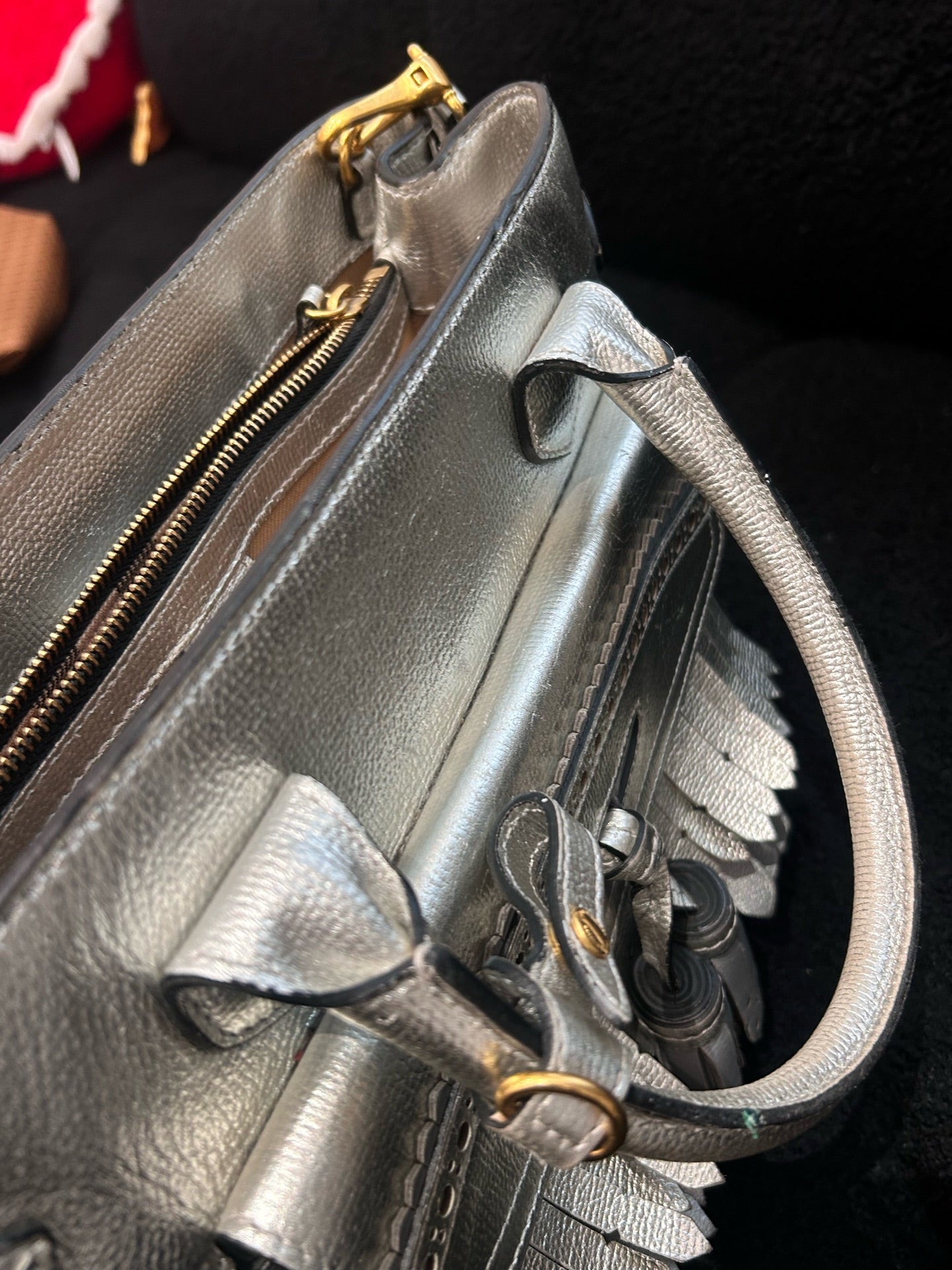 Burberry - Tassel Detail Tote Bag 4068349 - Pebbled leather - Silver - (medium)