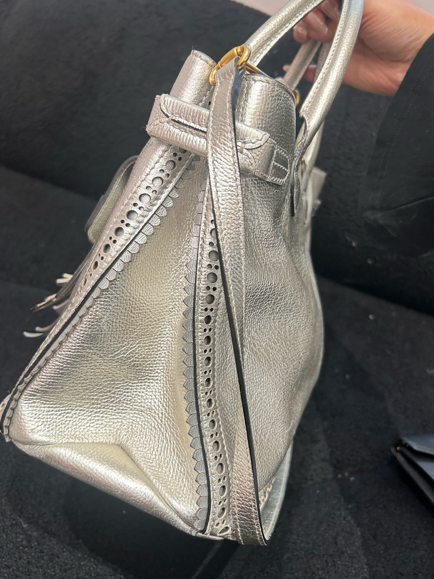 Burberry - Tassel Detail Tote Bag 4068349 - Pebbled leather - Silver - (medium)