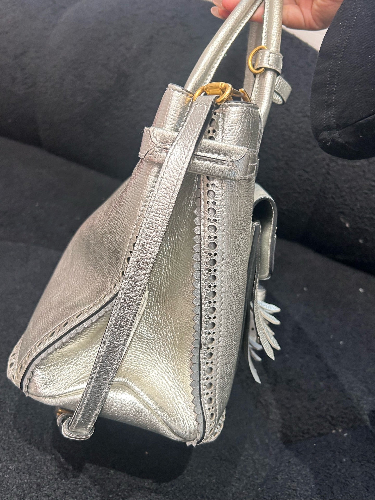 Burberry - Tassel Detail Tote Bag 4068349 - Pebbled leather - Silver - (medium)