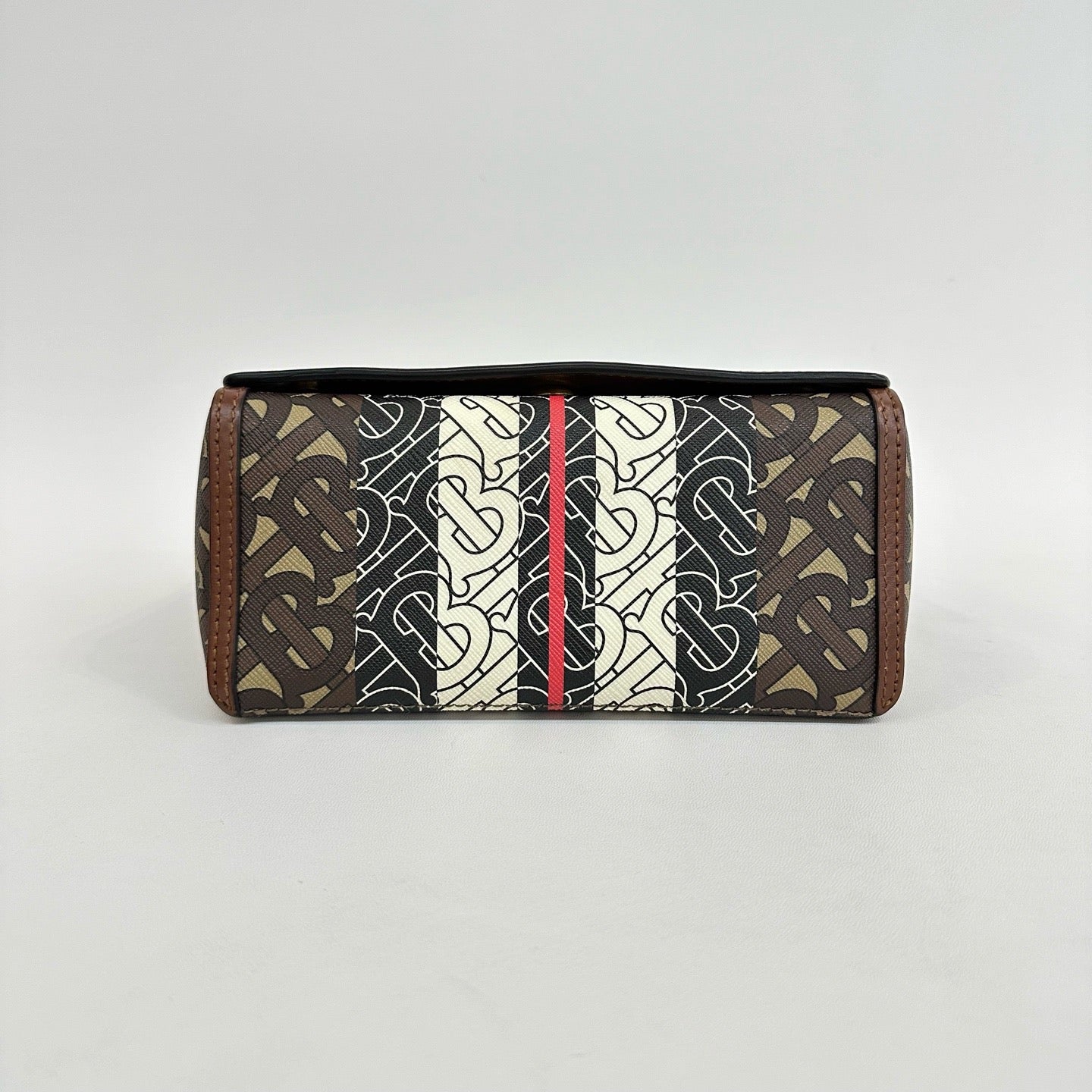 Burberry - TB Bag - Coated canvas with leather trim - Brown, Black, White with Red accents - (mini)