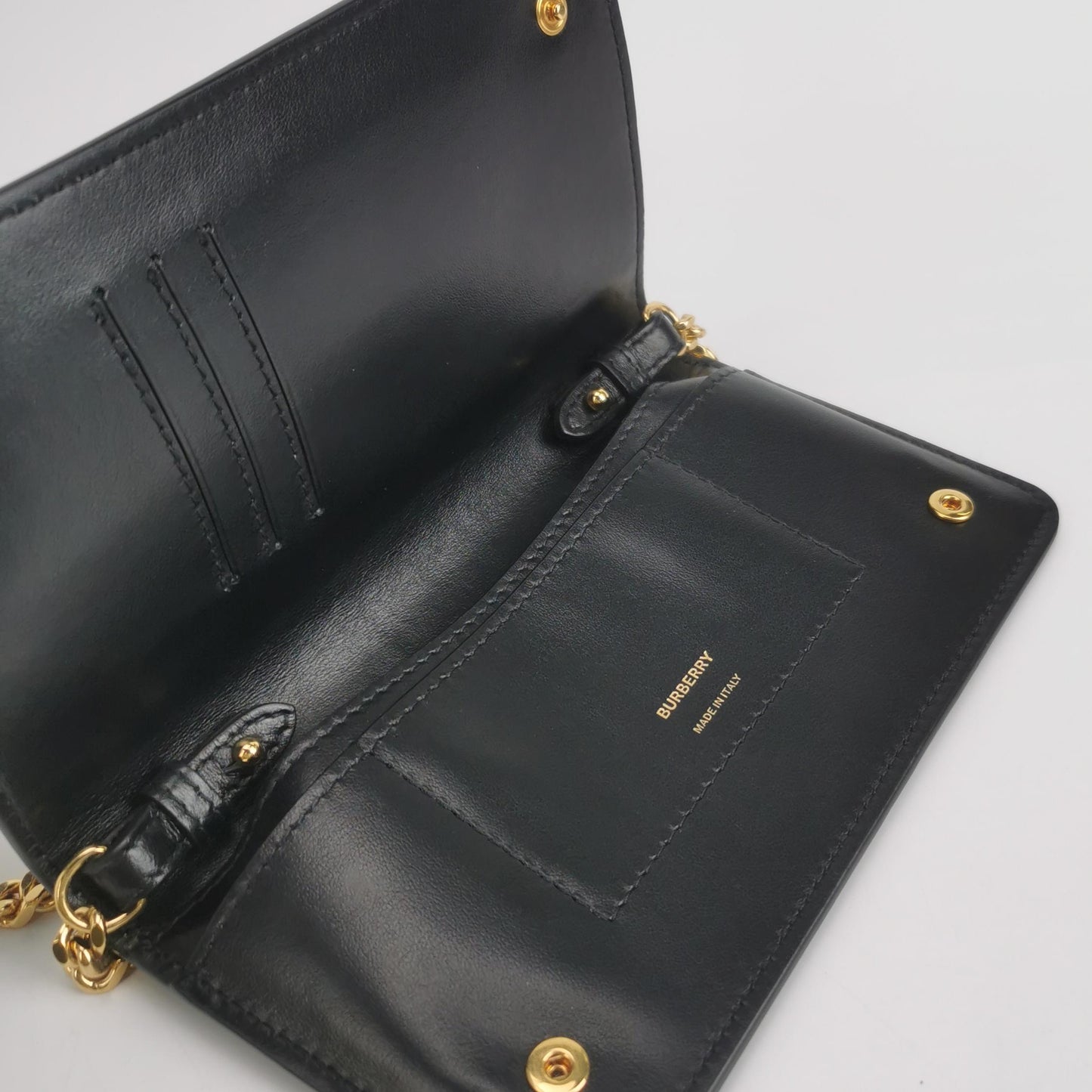 Burberry - TB Wallet on Chain - Grained calf leather - Black - (mini)