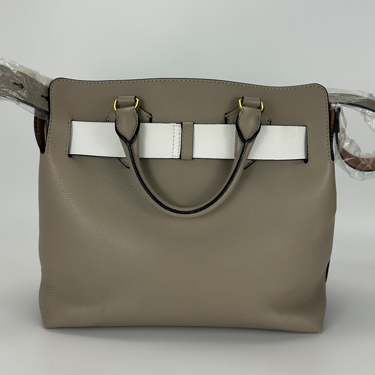 Burberry - The Belt - Grained leather - Beige with White Accents - (medium)