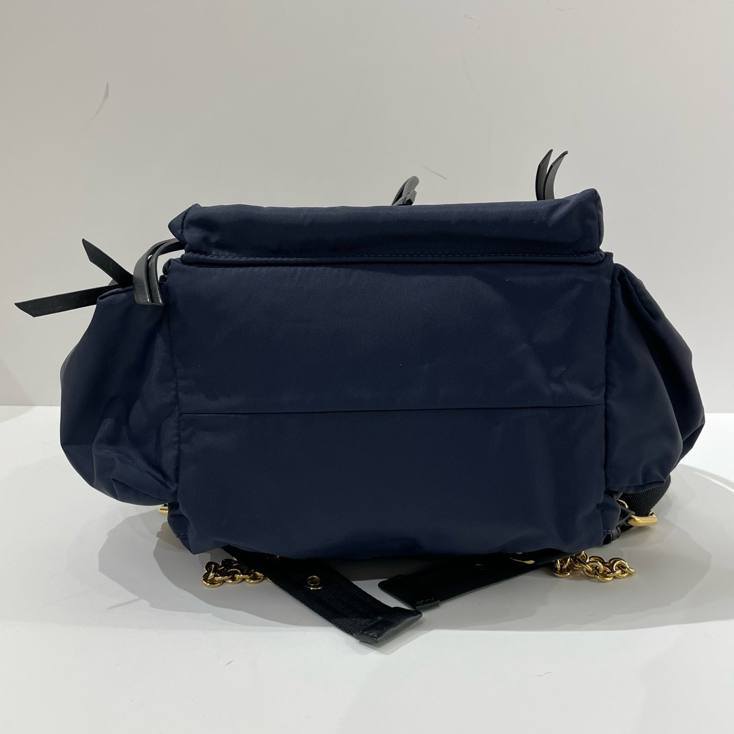 Burberry - The Rucksack - Gabardine nylon with leather trim - Navy with Gold-Tone Hardware - (medium)