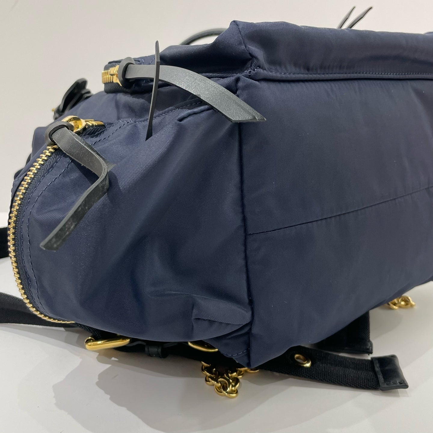 Burberry - The Rucksack - Gabardine nylon with leather trim - Navy with Gold-Tone Hardware - (medium)