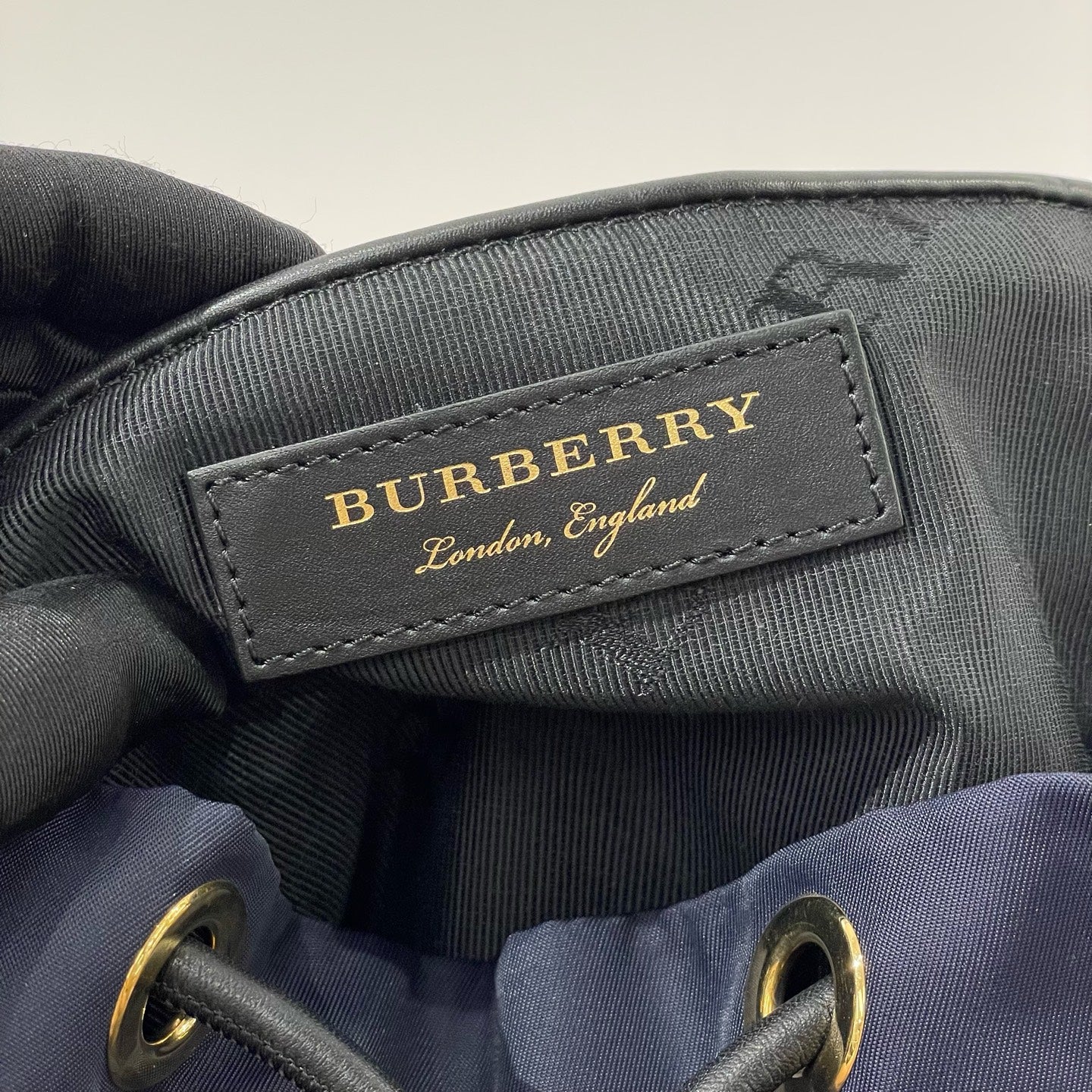 Burberry - The Rucksack - Gabardine nylon with leather trim - Navy with Gold-Tone Hardware - (medium)