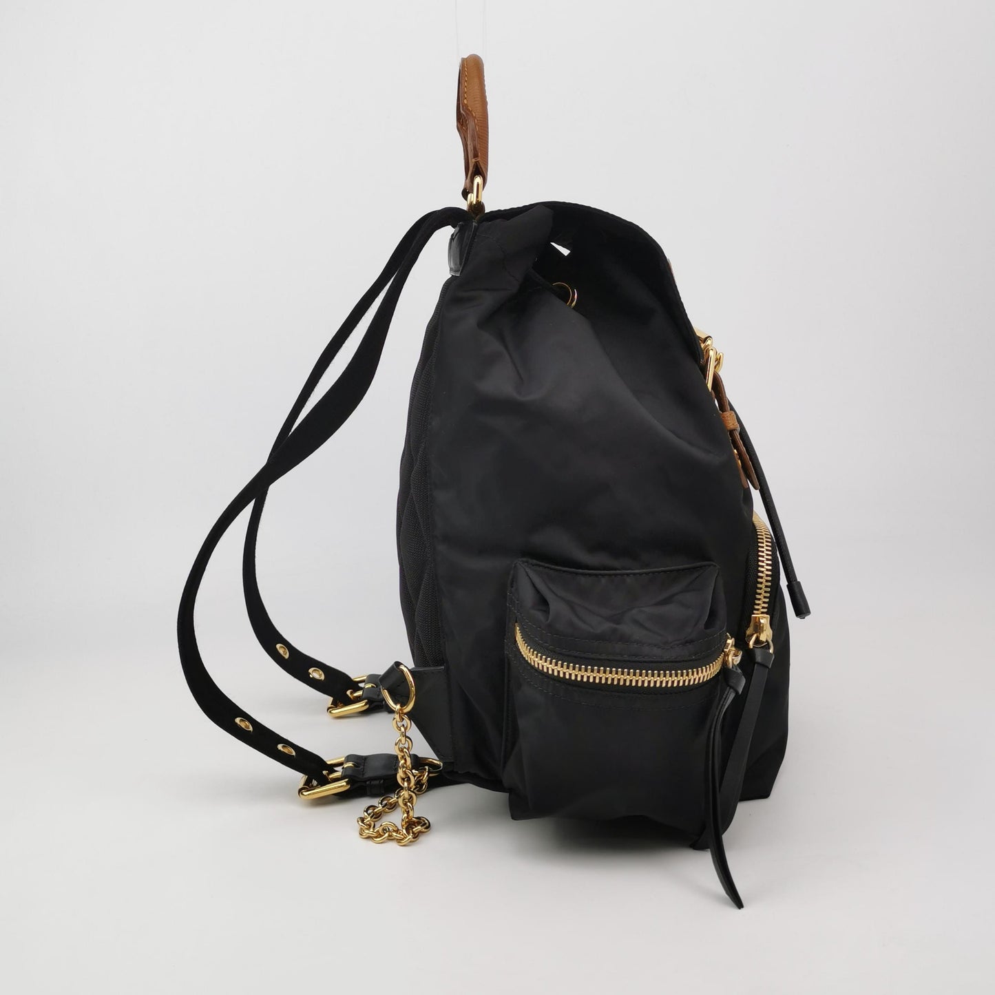 Burberry - The Rucksack - Nylon and Cowhide Leather - Black with Tan Accents - (Medium)