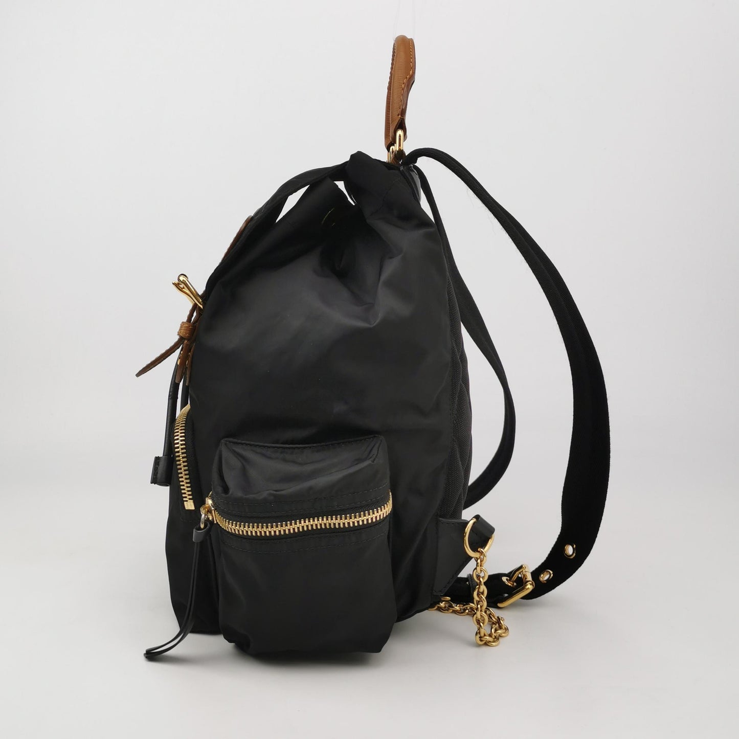 Burberry - The Rucksack - Nylon and Cowhide Leather - Black with Tan Accents - (Medium)