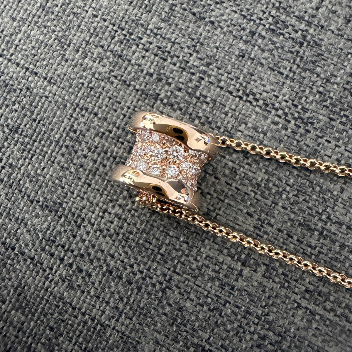 Bvlgari - B.zero1 Necklace - 18 kt rose gold with pave diamonds - Gold - (44.5 cm)