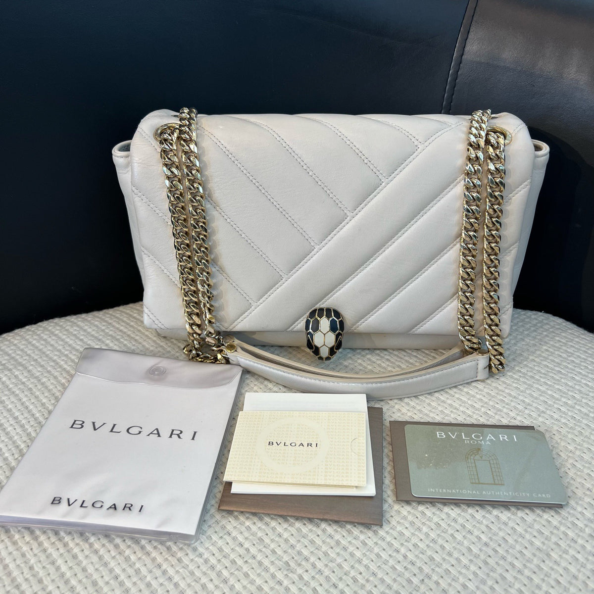 Bvlgari - Serpenti Cabochon - Leather - White - (small)