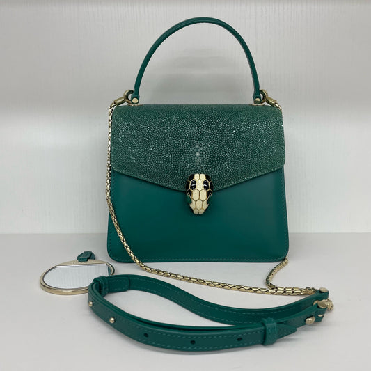 BVLGARI - Serpenti Forever Accordion Bag - Smooth calf leather with stingray leather flap - Emerald Green with Gold-Tone Hardware - (mini)