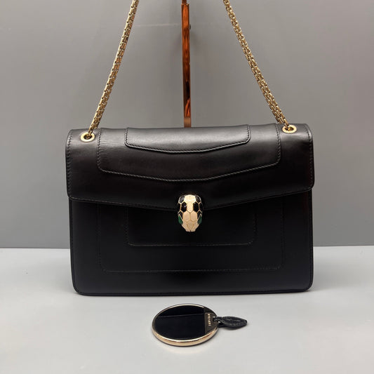 Bvlgari - Serpenti Forever Chain Bag - Calfskin leather - Black - (medium)