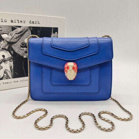 Bvlgari - Serpenti Forever Flap Bag - Leather - Blue - (Small)