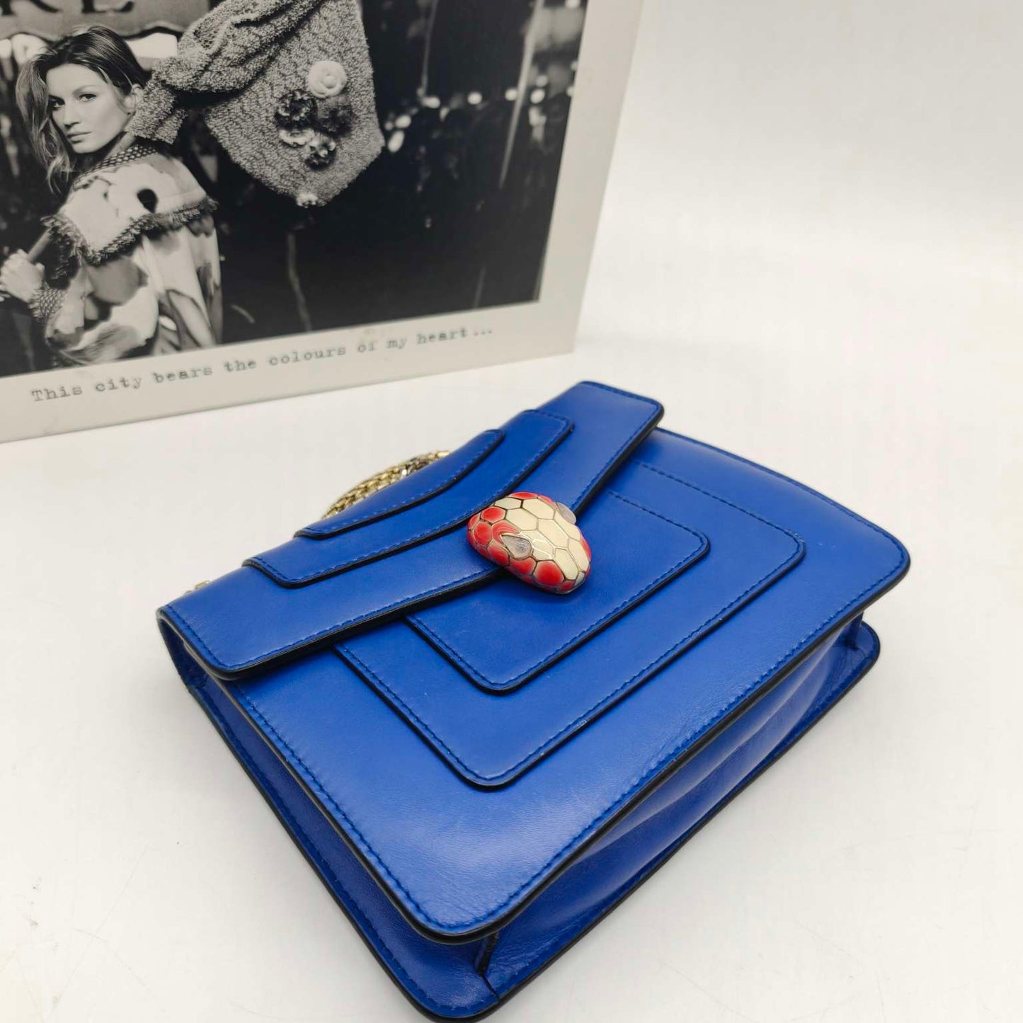 Bvlgari - Serpenti Forever Flap Bag - Leather - Blue - (Small)