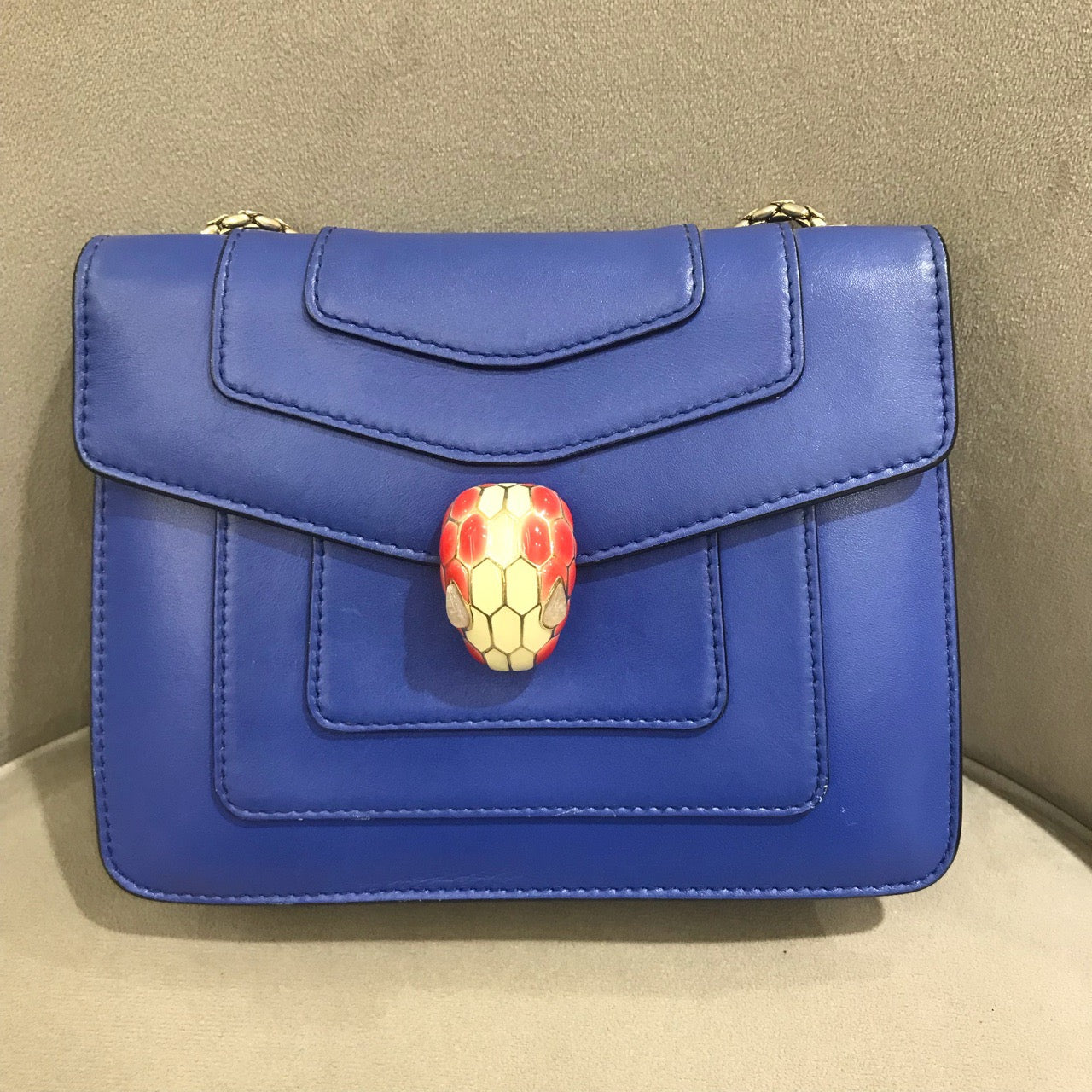 Bvlgari - Serpenti Forever Flap Bag - Leather - Blue - (Small)