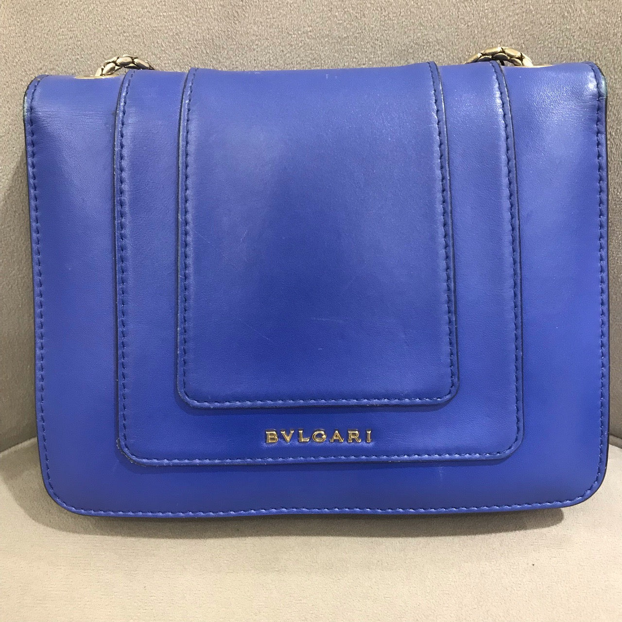 Bvlgari - Serpenti Forever Flap Bag - Leather - Blue - (Small)