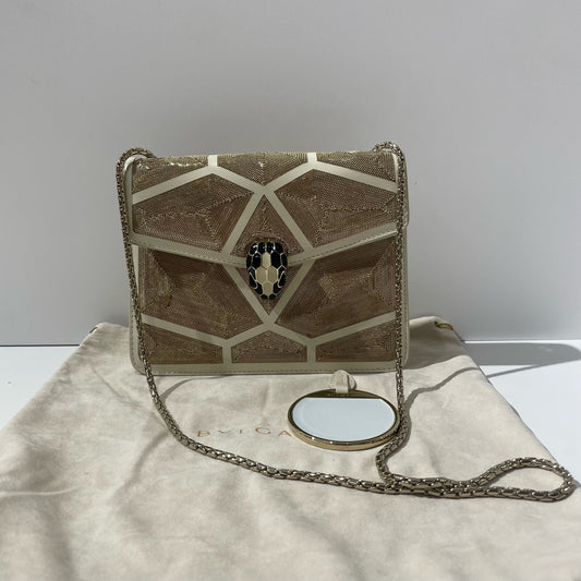 Bvlgari - Serpenti Forever - Leather and Metal - White with Gold-Tone Hardware - (mini)