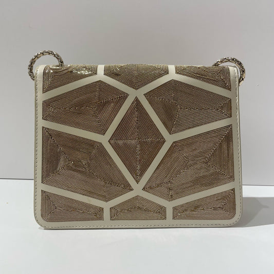Bvlgari - Serpenti Forever - Leather with metallic mesh - White with Gold-Tone Accents - (small)