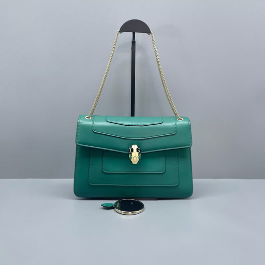 Bvlgari - Serpenti Forever - Smooth calfskin leather - Green with Gold-Tone Hardware - (Medium)