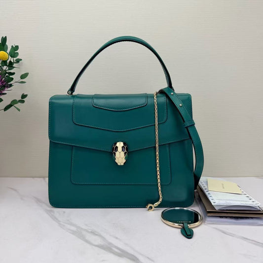 Bvlgari - Serpenti Forever - Smooth calfskin leather - Green with Gold-Tone Hardware - (medium)