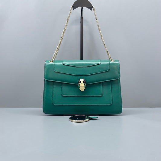 Bvlgari - Serpenti Forever - Smooth calfskin leather - Green with Gold-Tone Hardware - (Medium)