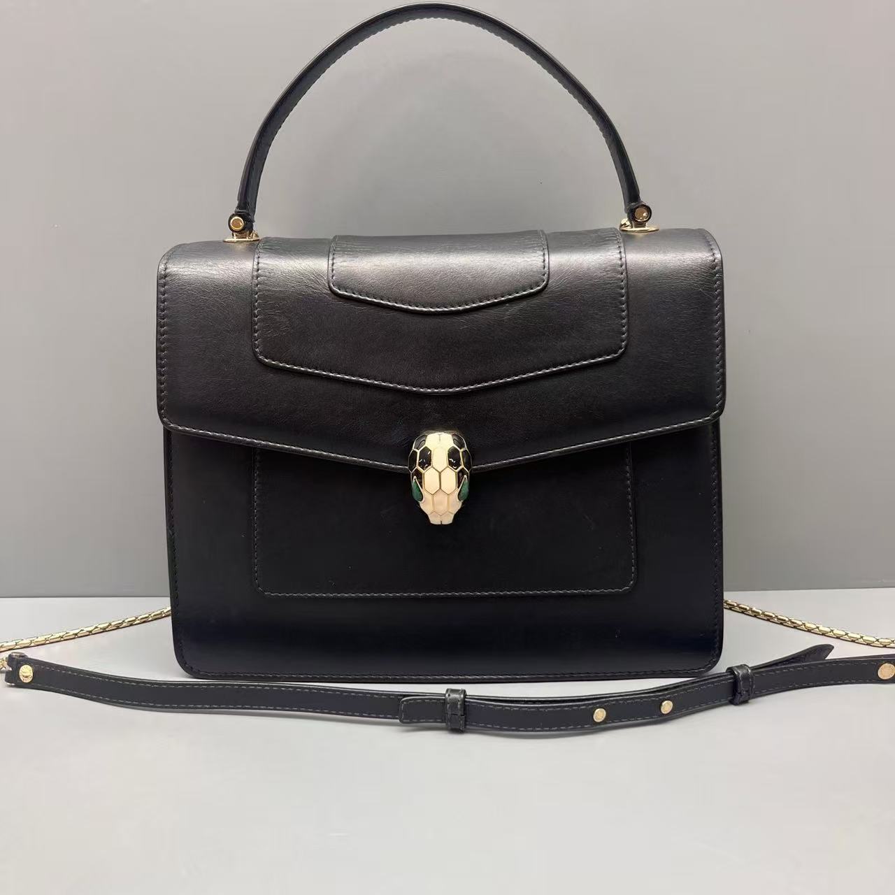 Bvlgari - Serpenti Forever Top Handle Bag - Calfskin leather - Black - (Medium)