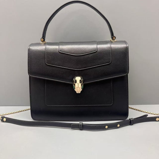 Bvlgari - Serpenti Forever Top Handle Bag - Calfskin leather - Black - (Medium)