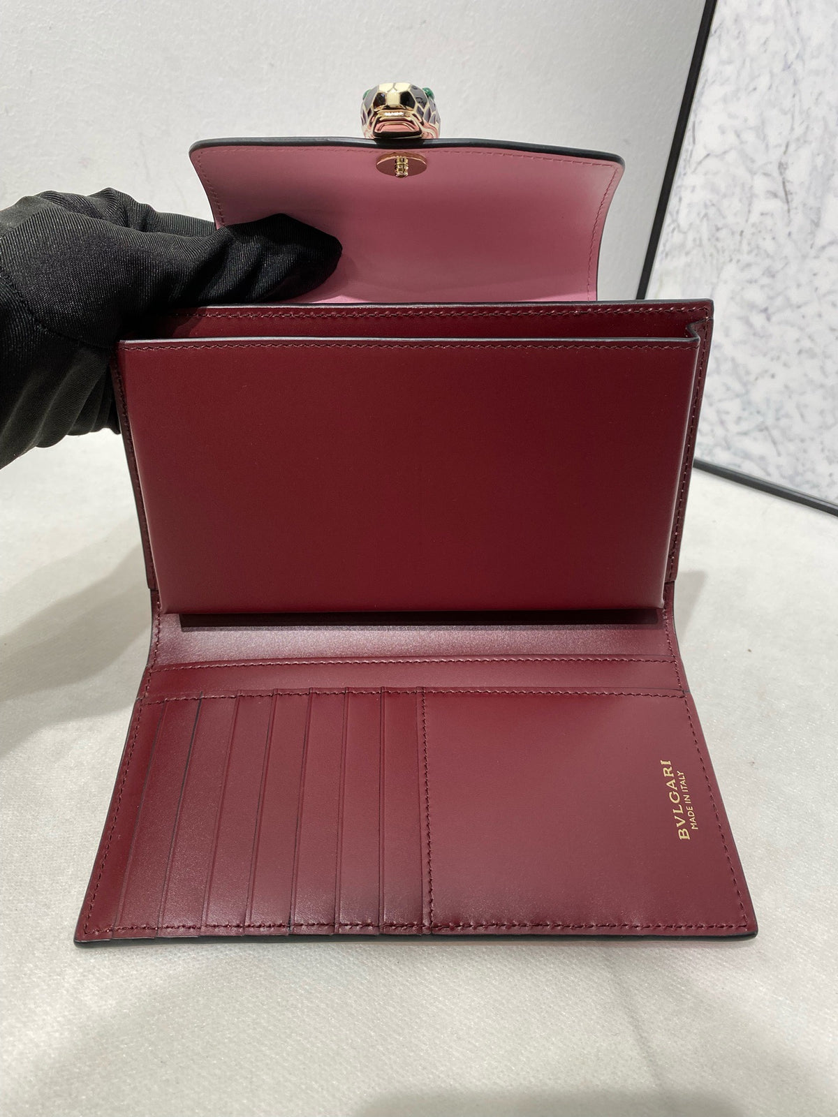 Bvlgari - Serpenti Forever Tri-fold - Leather - Pink