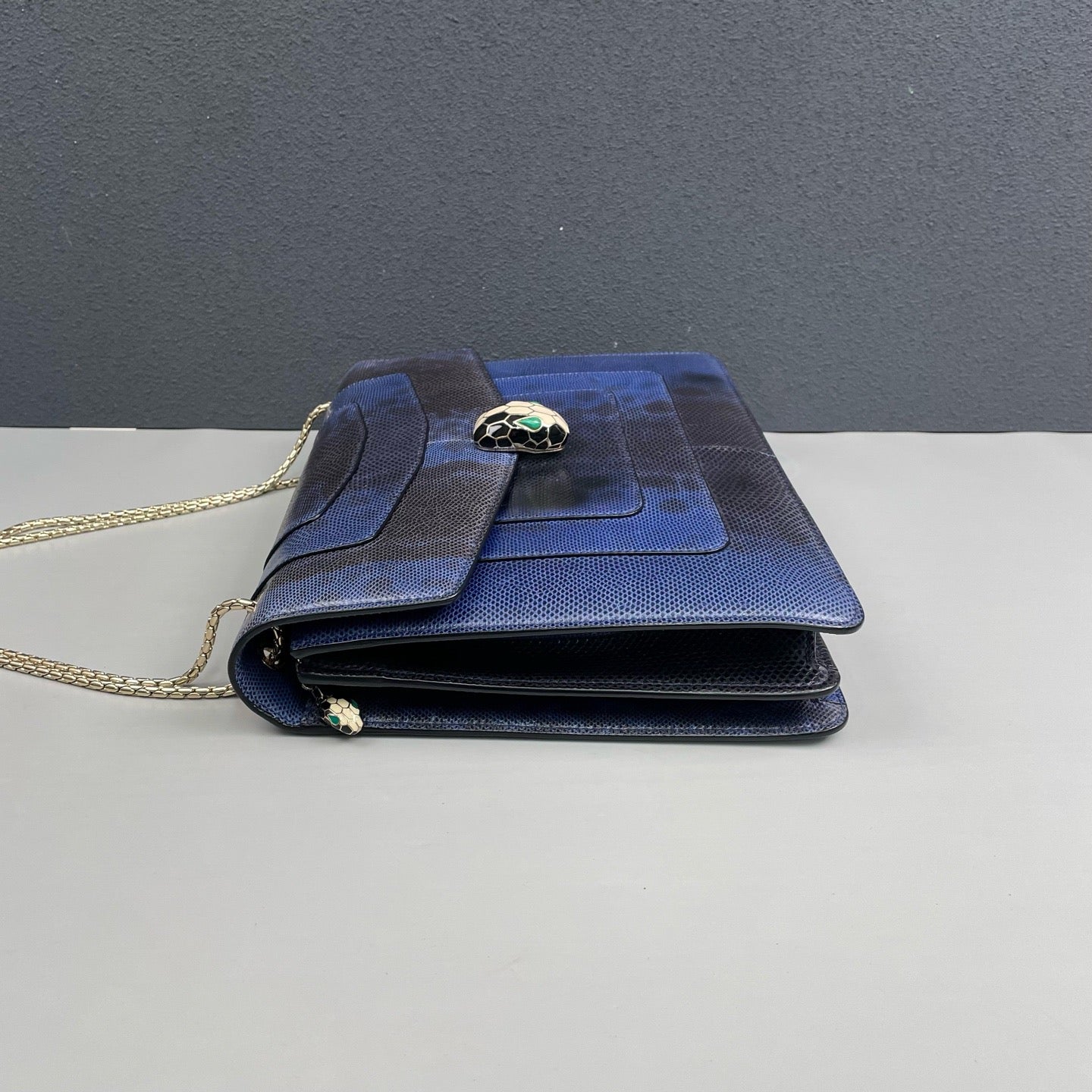 Bvlgari - Serpenti Forever - Water snake leather - Blue with black accents - (Medium)