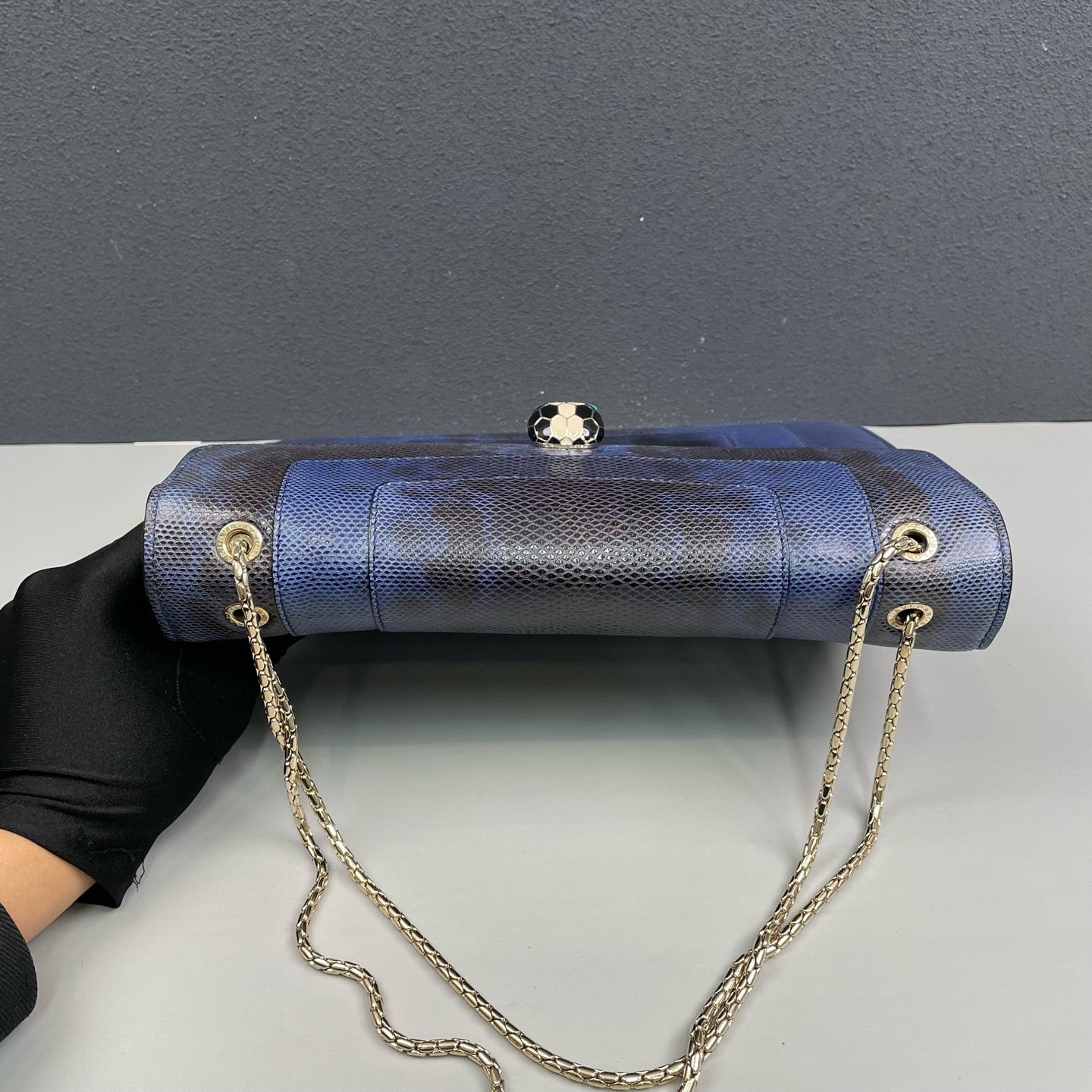 Bvlgari - Serpenti Forever - Water snake leather - Blue with black accents - (Medium)